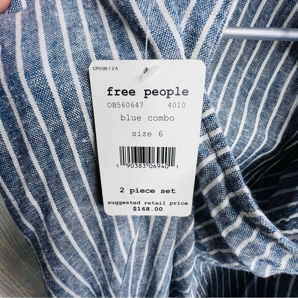 Free People Navy Striped Sleeveless Pantsuit - Picture 14 of 15